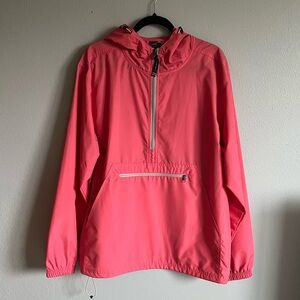 Charles River Men’s Large Pink Quarter Zip Hooded Anorak Windbreaker